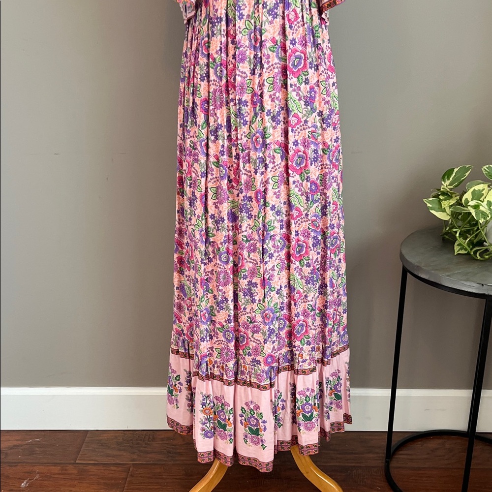 In loom Floral Pink Maxi Dress Medium Bump Friendly - Picture 3 of 10
